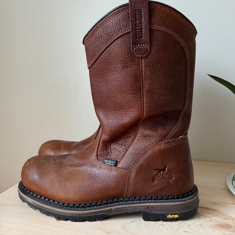 Irish Setter Edgerton PullOn Work Boots M 10D Brown Waterproof Safety Toe Vibram